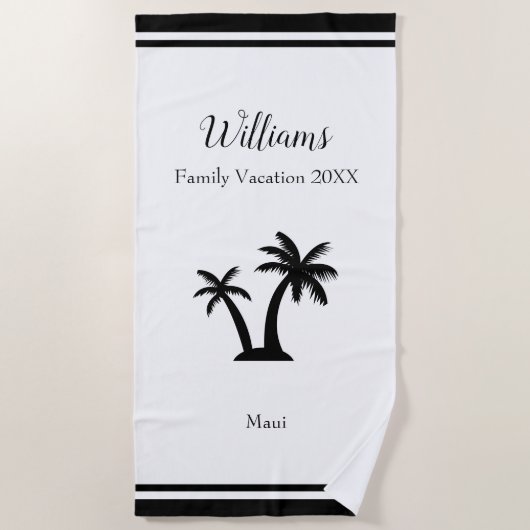 Serviette De Plage Famille Tropical Vacances Palm Tree Keepsaké (Devant)