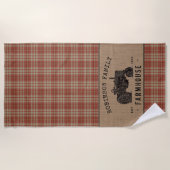 Serviette De Plage Family Farmhouse Rustic Tractor Red Plaid (Devant)