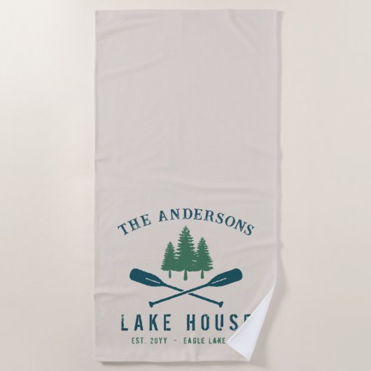 Serviette De Plage Family Lake House Bateau Russe moderne Oar Pine Tr (Devant)