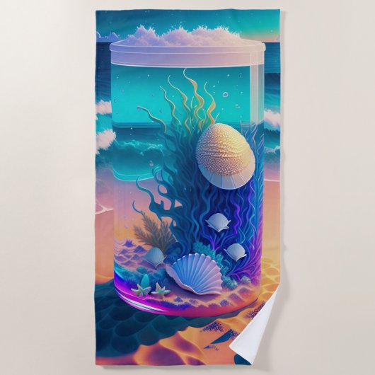 Serviette De Plage Fantaisie de verre de mer (Devant)