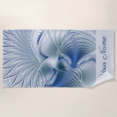 Serviette De Plage Fantaisie dynamique Tons bleus abstraits Nom fract (Devant)