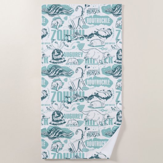 Serviette De Plage Fantastic Beasts Blue Pattern (Devant)