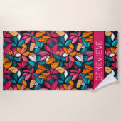 Serviette De Plage Fantastique motif floral en Turquoise & Berry (Devant)