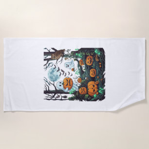 Serviette De Plage Fantômes d'Halloween Citrouilles effrayantes Hibou