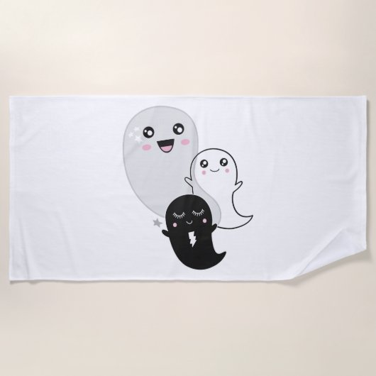 Serviette De Plage fantômes mignons halloween kawaii (Devant)