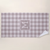 Serviette De Plage Farmhouse Buffalo Check Plaid Beige Monogramme (Devant)