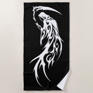 Serviette De Plage Faucheur tribal Minimal Noir et Blanc Design sombr