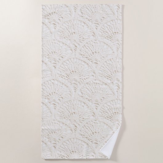 Serviette De Plage Fausse dentelle blanc crème (Devant)