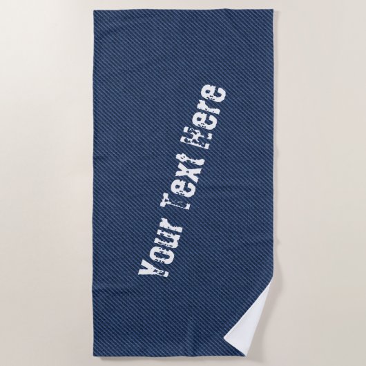 Serviette de plage Faux Blue Denim avec texte pers (Devant)