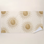 Serviette De Plage Faux Gold Foil Sun Motif Beach Towne (Devant)