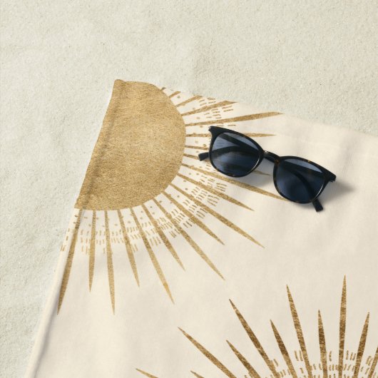 Serviette De Plage Faux Gold Foil Sun Motif Beach Towne (En situation)