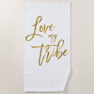 Serviette de plage Faux Or Amour Ma Tribu