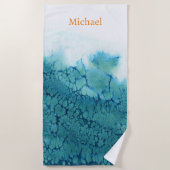 Serviette De Plage Faveur de mariage design pierre bleue blanche (Devant)