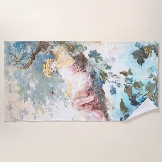 Serviette De Plage Fée des papillons Floral (Devant)