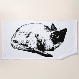 Serviette De Plage Félin élégant, saison fraîche