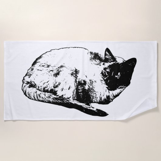 Serviette De Plage Félin élégant, saison fraîche (Devant)