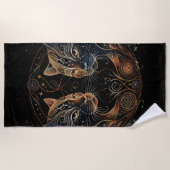 Serviette De Plage Feline artistique Cercle Twin Cats (Devant)