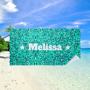 Serviette De Plage Feminine Turquoise moderne minimaliste Vintage