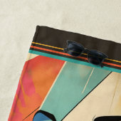 Serviette De Plage Femme Abstraite géométrique avec yeux Aqua (En situation)