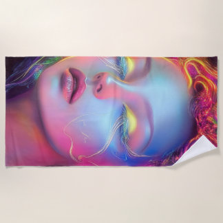 Serviette De Plage Femme Alien aux cheveux cosmiques