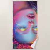 Serviette De Plage Femme Alien aux cheveux cosmiques (Devant)