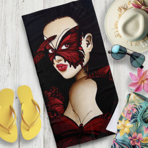 Serviette De Plage Femme de fantaisie gothique au masque de papillon