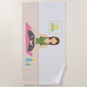 Serviette De Plage Femme De Yoga Mignonne À Lotus Pose (Devant)