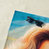 Serviette De Plage Femme d'été des années 80 (En situation)