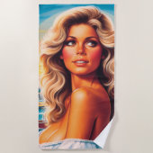 Serviette De Plage Femme d'été des années 80 (Devant)