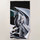 Serviette De Plage femme Dragon blanche Imaginaire Auroras (Devant)