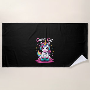 Serviette De Plage Femme Fille Joueuse, Licorne, Char Tank