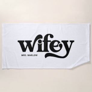 Serviette De Plage Femme mariée noire et blanche