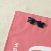 Serviette De Plage Femme mariée Rose Et Blanche (En situation)