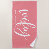 Serviette De Plage Femme mariée Rose Et Blanche (Devant)