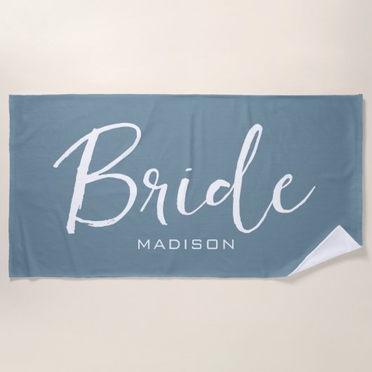 Serviette De Plage Femme personnalisée Dusty Blue Mariage de script b (Devant)