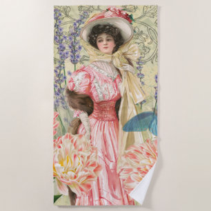 Serviette De Plage Femme victorienne florale rose Régence