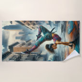 Serviette De Plage Femmes en action de Breakdancer Silhouette de New  (Devant)