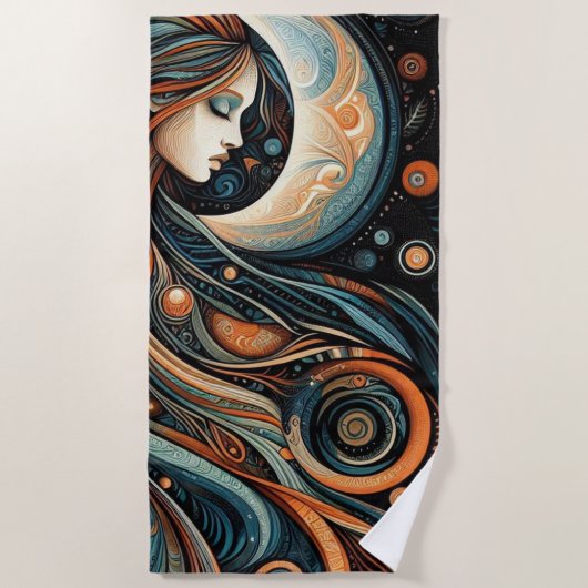 Serviette De Plage Femmes et lune (Devant)