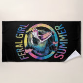 Serviette De Plage Feral Girl été Opossum Tie Dye Raccoon (Devant)