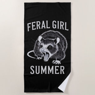 Serviette De Plage Feral Girl été Opossum Vintage