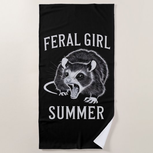 Serviette De Plage Feral Girl été Opossum Vintage (Devant)