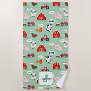 Serviette De Plage Ferme d'animaux mignons Oink Baa Moo Enfants