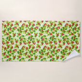 Serviette De Plage Festive Motif de fruits de canneberge, vert (Devant)