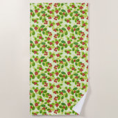 Serviette De Plage Festive Motif de fruits de canneberge, vert (Devant)