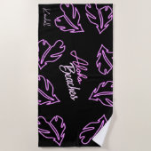 Serviette De Plage Fête de Bachelorette de Plage Tropicale Aloha Néon (Devant)