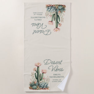 Serviette De Plage Fête de Bachelorette Vibes du Désert Cactus en Fle