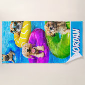 Serviette De Plage Fête de chien dans la piscine (Devant)