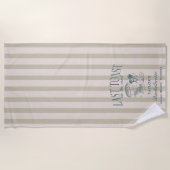 Serviette De Plage Fête de Fiançailles Côtière Cocktail Navy (Devant)