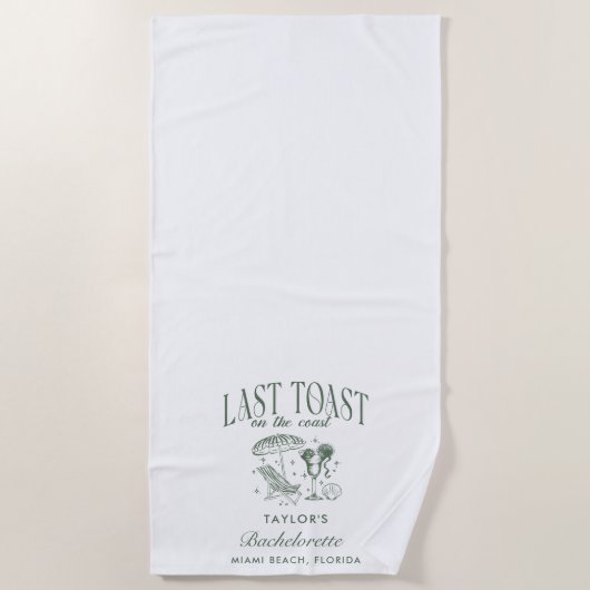 Serviette De Plage Fête de Fiançailles Côtière Cocktail Vert (Devant)