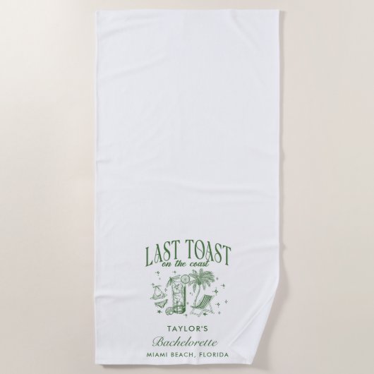 Serviette De Plage Fête de Fiançailles Côtière Moderne Cocktail Vert (Devant)